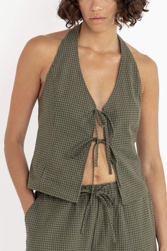 Louise Check Halter Top