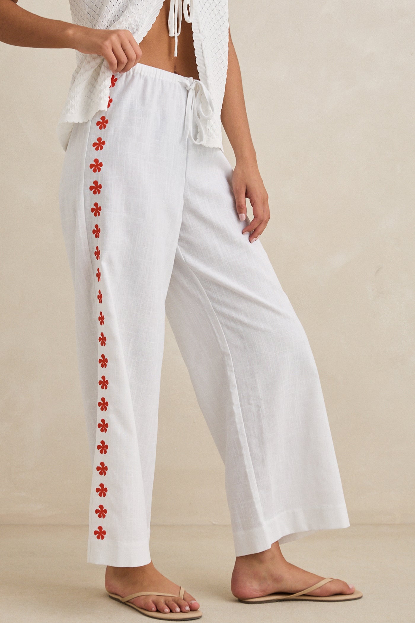 Melia Floral Embroidered Beach Pant