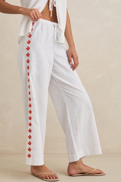 Melia Floral Embroidered Beach Pant
