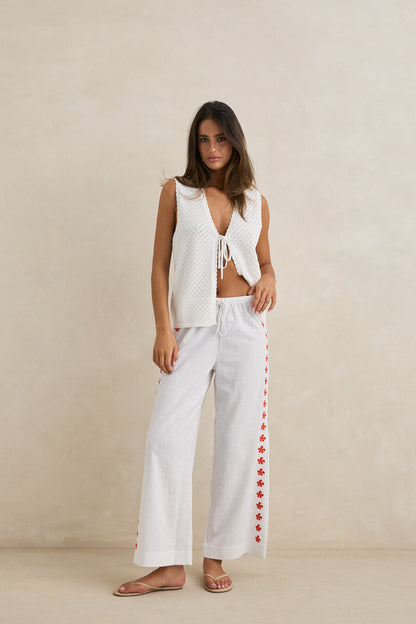 Melia Floral Embroidered Beach Pant