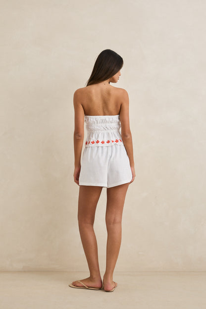 Melia Floral Embroidered Strapless Top
